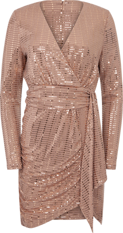 Olivia V-Neck Dress - Nude/Metallic