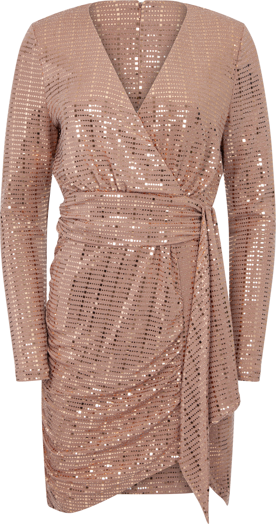 Olivia V-Neck Dress - Nude/Metallic