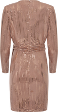 Olivia V-Neck Dress - Nude/Metallic