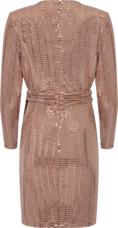 Olivia V-Neck Dress - Nude/Metallic