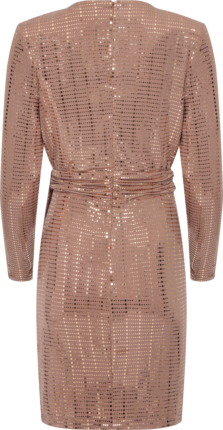Olivia V-Neck Dress - Nude/Metallic