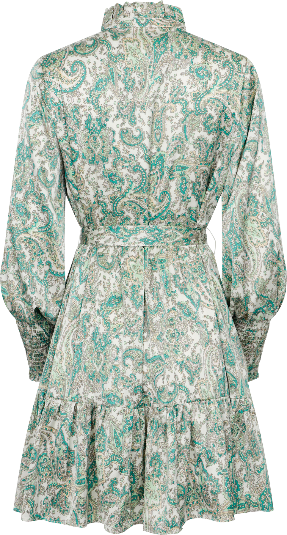 Saga Wide Small Paisley Klänning - Grönt Paisleymönster