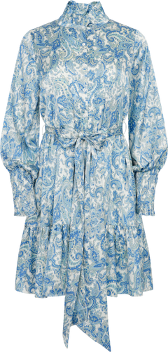 Saga Wide Small Paisley Dress - Blue Small Paisley