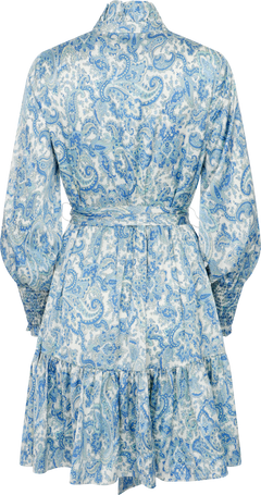 Saga Wide Small Paisley Dress - Blue Small Paisley