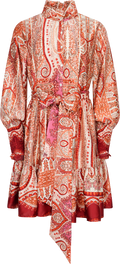 Saga Wide Border Paisley Dress - Red Paisley