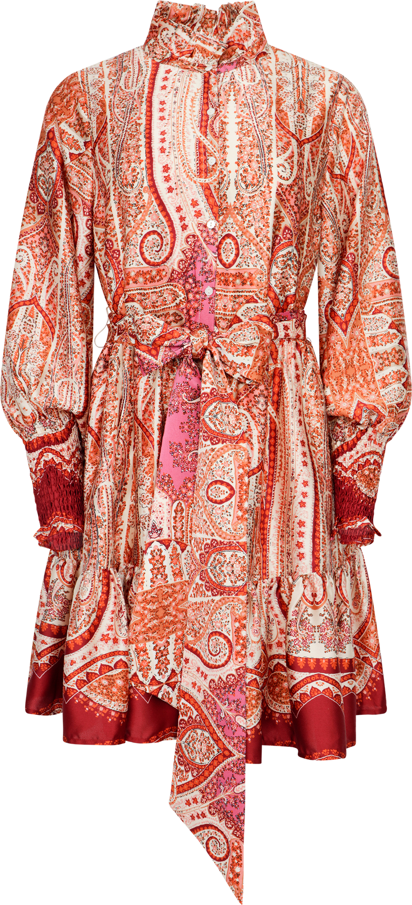 Saga Wide Border Paisley Dress - Red Paisley