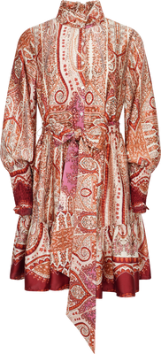 Saga Wide Border Paisley Dress - Red Paisley
