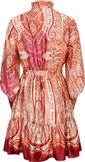 Saga Wide Border Paisley Dress - Red Paisley