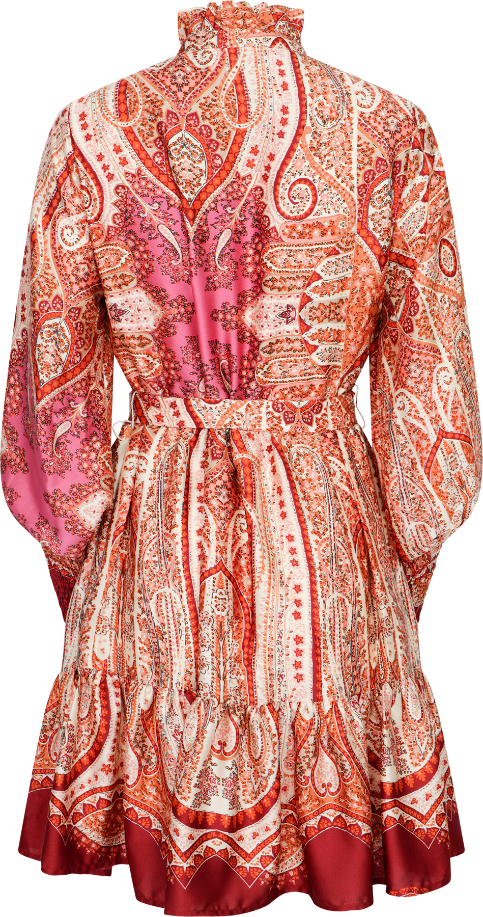 Saga Wide Border Paisley Dress - Red Paisley