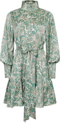 Saga Wide Small Paisley Klänning - Grönt Paisleymönster
