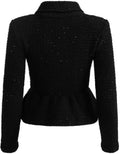 Textured Knit Peplum Jacket - Black