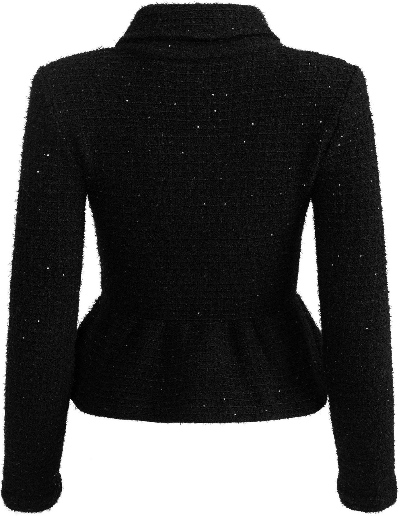 Textured Knit Peplum Jacket - Black
