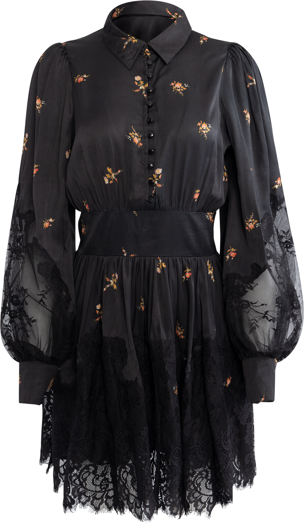 Satin Lace Dress - Petite Flowers