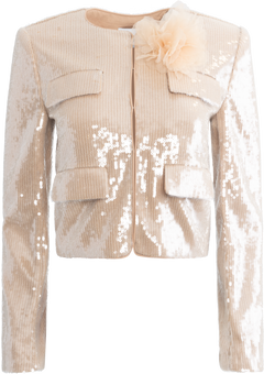 Champagne Sequin Jacket - Tan