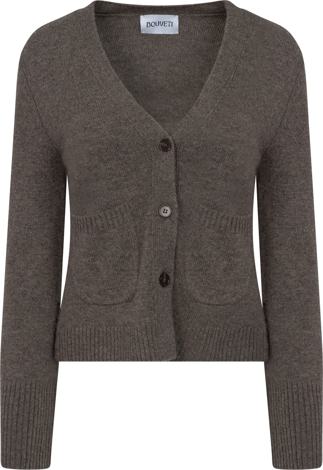 Liz Cashmere Knit Cardigan - Brown Melange