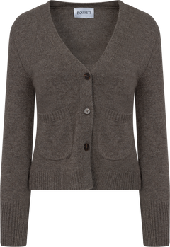 Liz Cashmere Knit Cardigan - Brown Melange