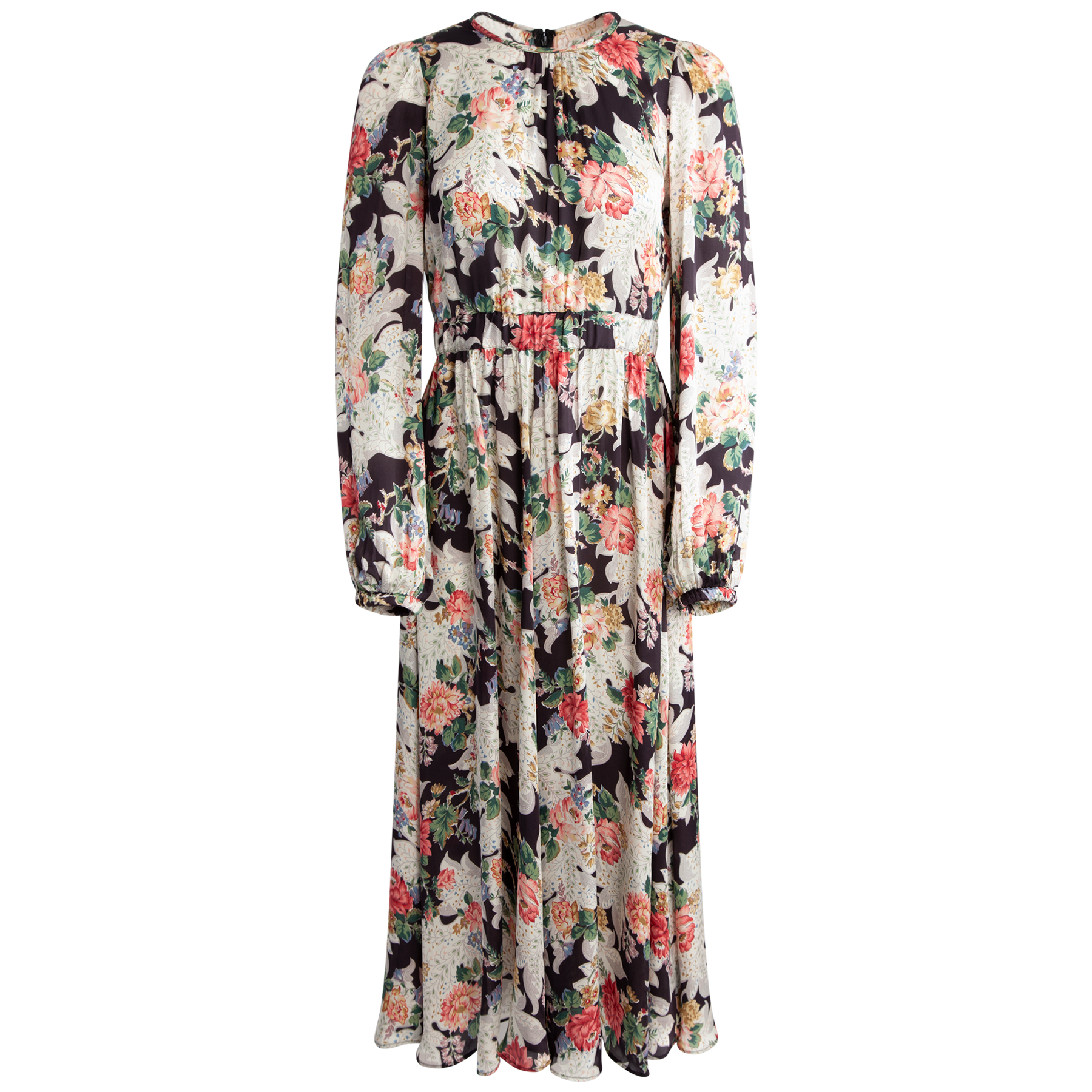 byTiMo Satin Midi Dress - Black Bouquet