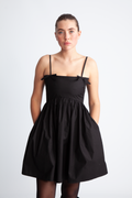 Cotton Poplin Strap Dress - Svart
