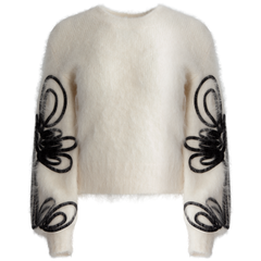 Freeflow Blouson Sleeve Knit - Ivory/Black