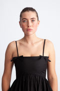 Cotton Poplin Strap Dress - Svart