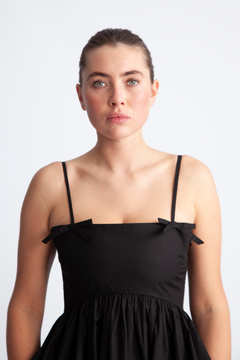 Cotton Poplin Strap Dress - Black