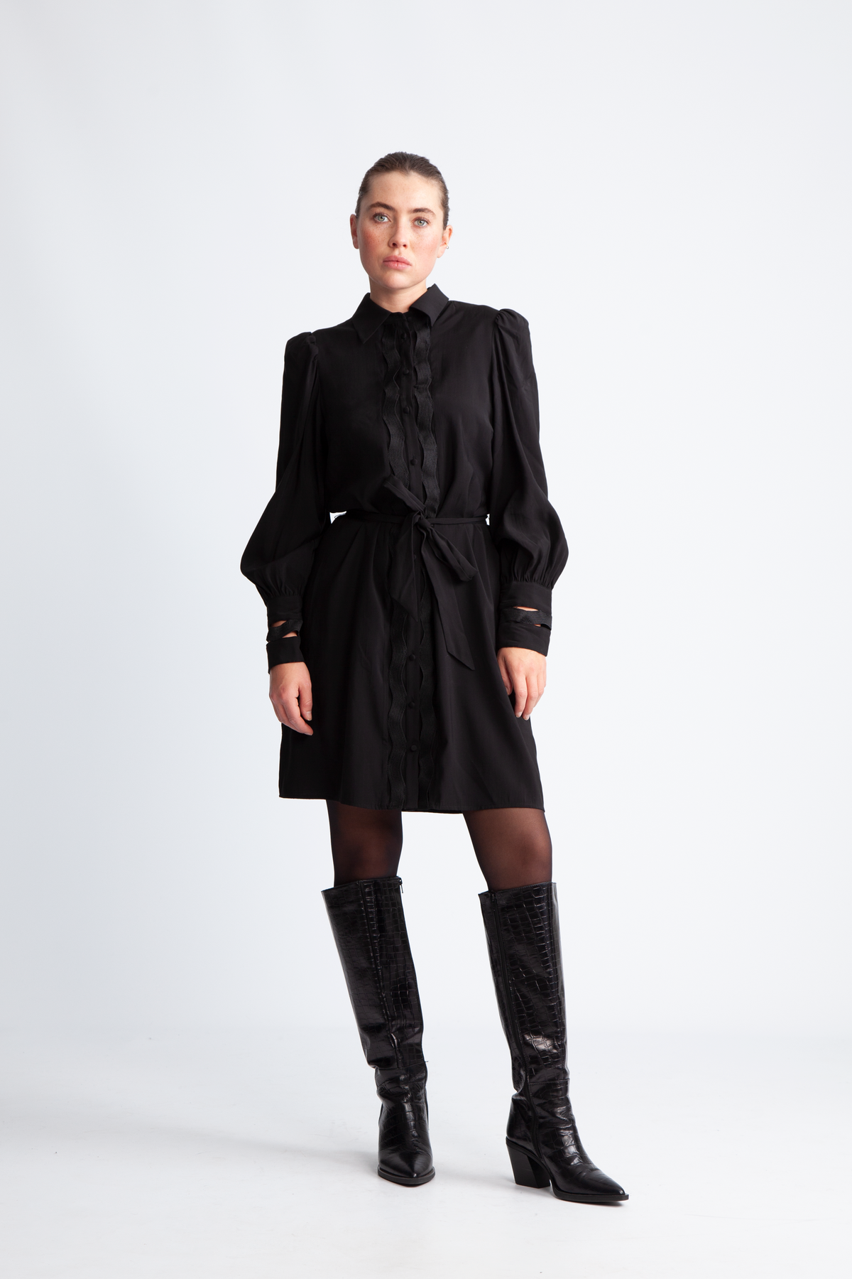 Yasunica Ls Shirt Dress S. - Black