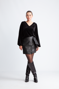 Phoebecc Leather Bow Skirt - Black