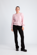 Selected Femme Lulu Ls Knit Rib O-Neck - Bleached Mauve Melange