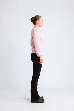Lulu Ls Knit Rib O-Neck Noos - Bleached Mauve Melange