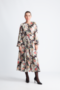 byTiMo Satin Midi Dress - Black Bouquet
