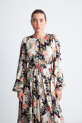 byTiMo Satin Midi Dress - Black Bouquet