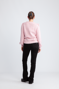 Selected Femme Lulu Ls Knit Rib O-Neck - Bleached Mauve Melange