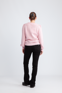 Lulu Ls Knit Rib O-Neck Noos - Bleached Mauve Melange