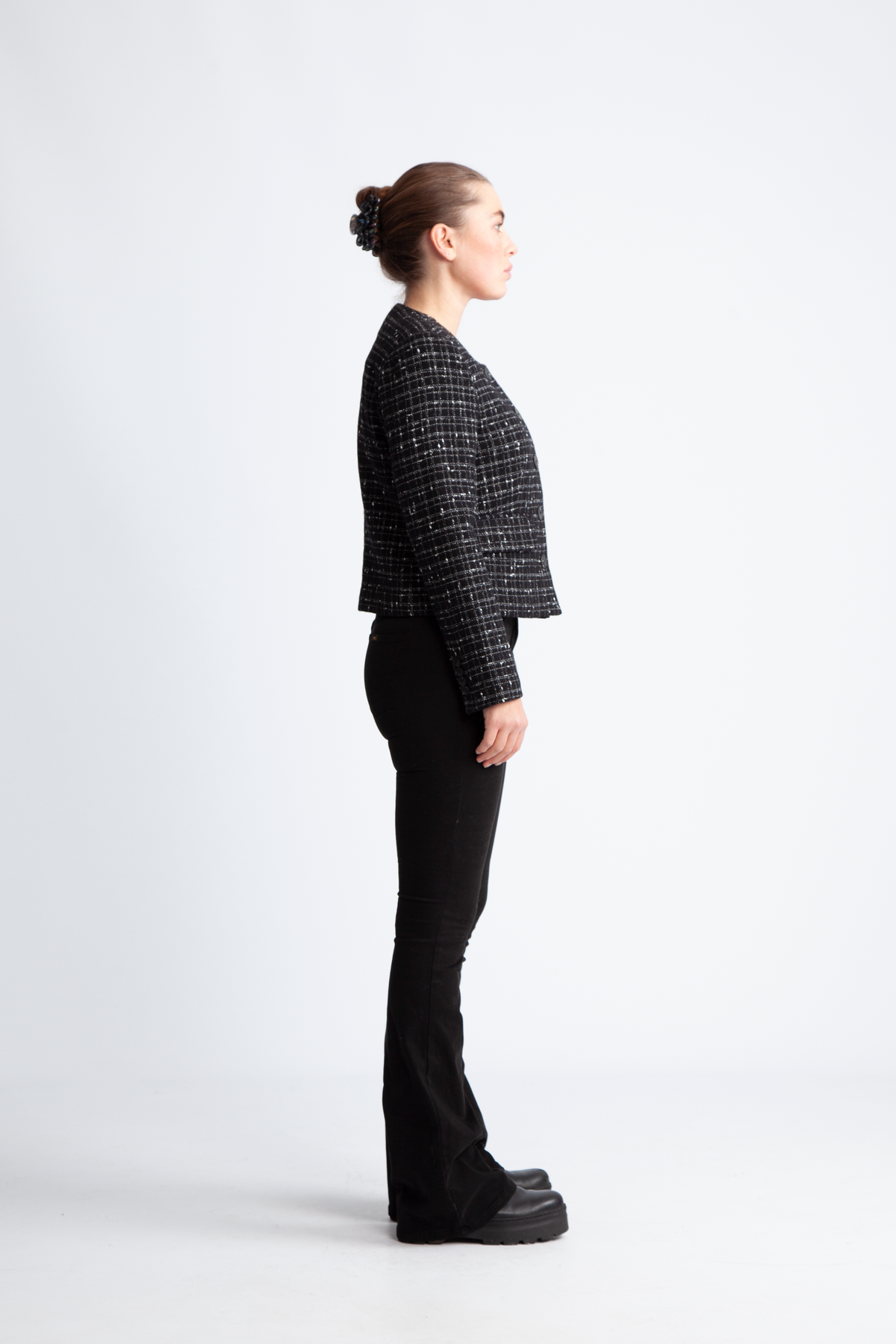 Wilma Ls Short Blazer - Black Checks