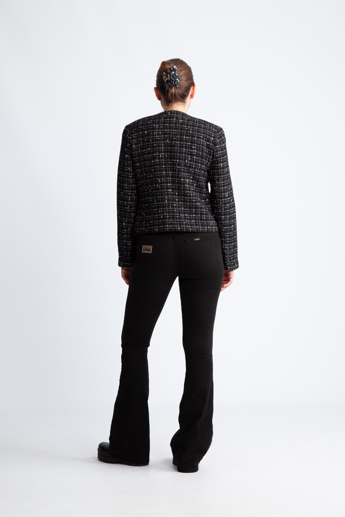 Wilma Ls Short Blazer - Black Checks
