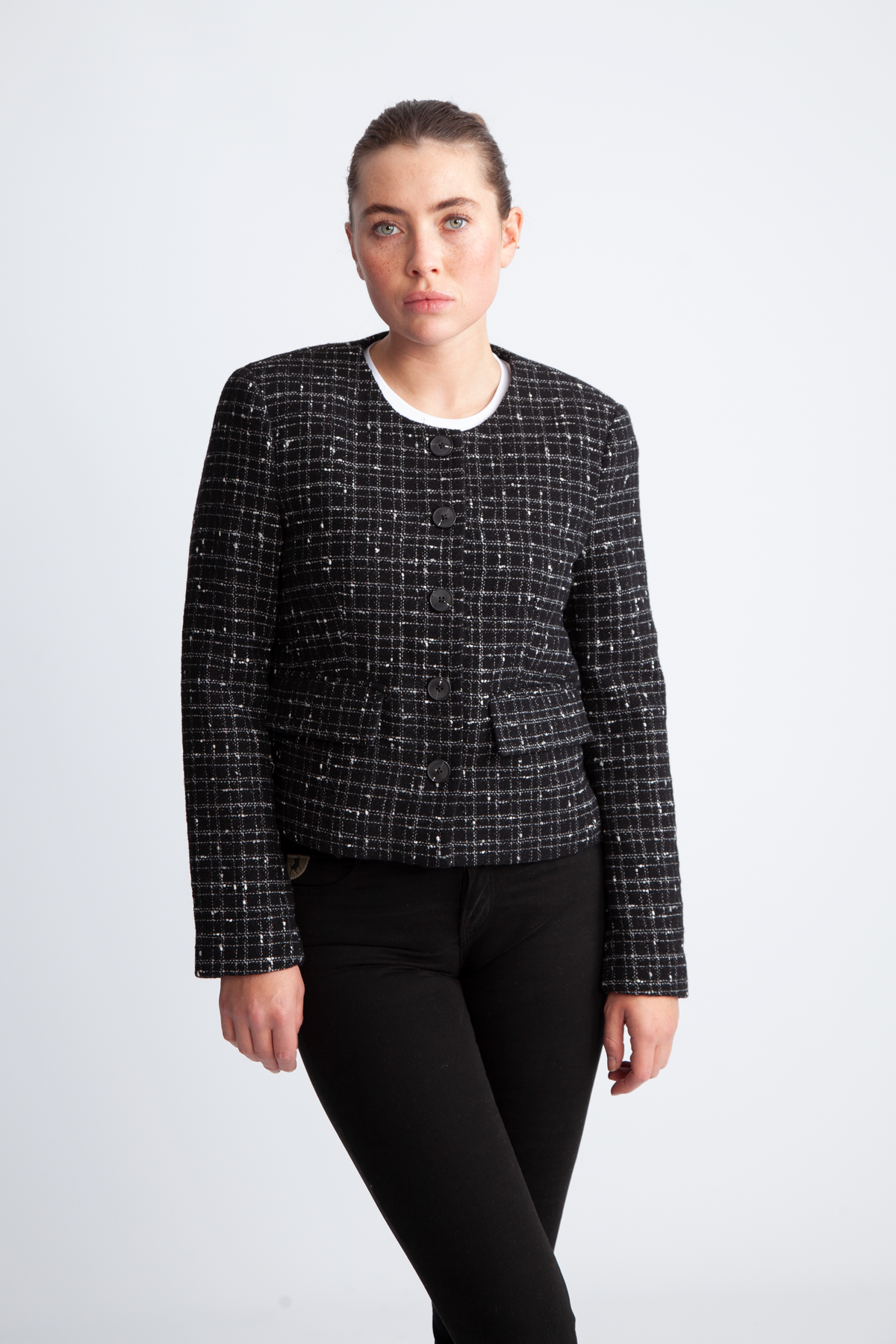 Wilma Ls Short Blazer - Black Checks
