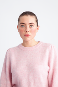 Selected Femme Lulu Ls Knit Rib O-Neck - Bleached Mauve Melange