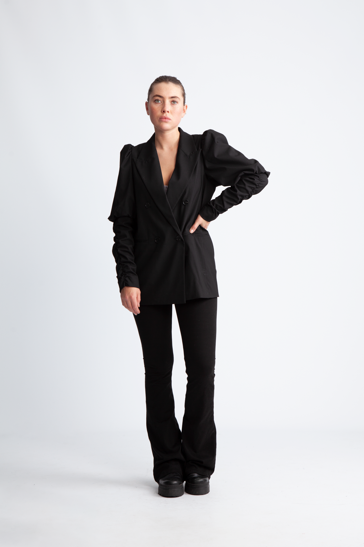 Puff Sleeve Blazer - Black
