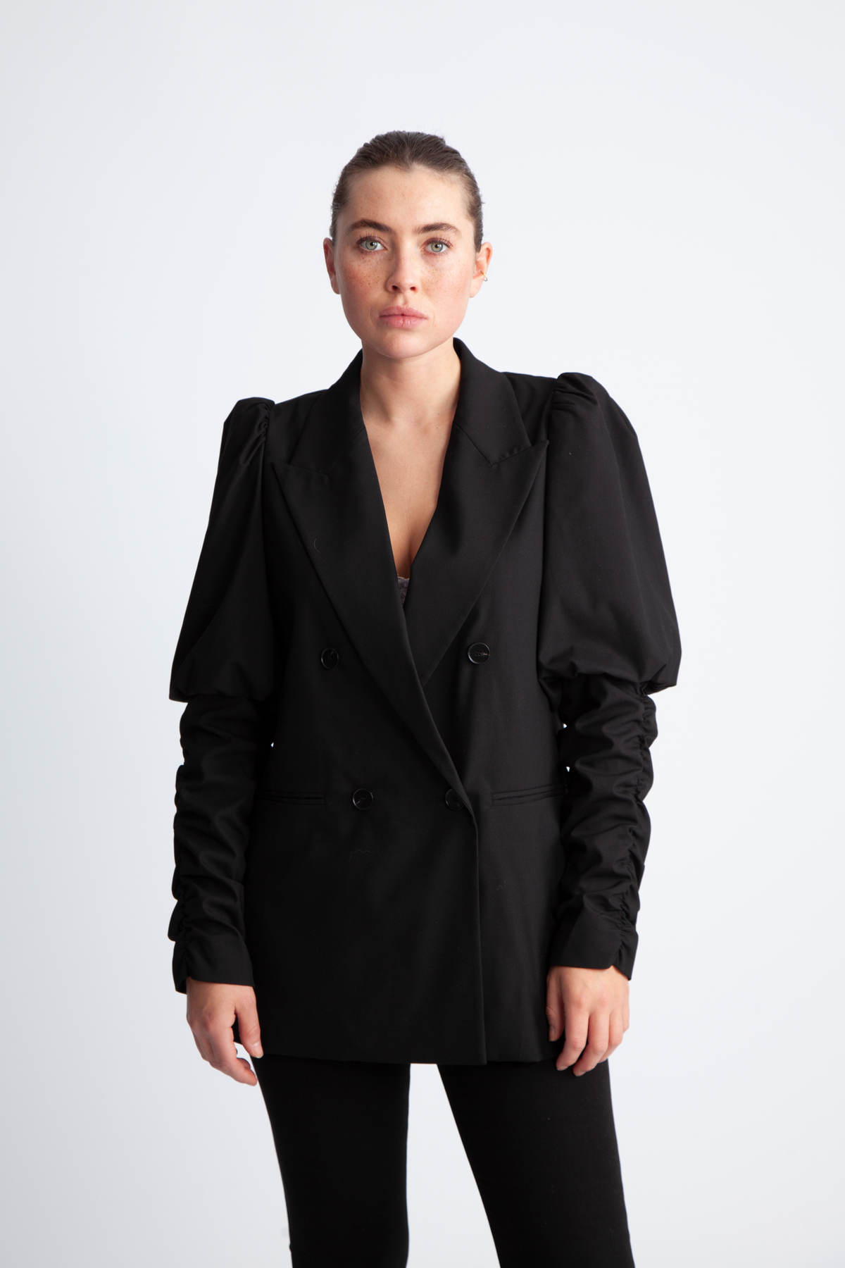 Puff Sleeve Blazer - Black