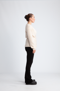 Sia Ras Ls Knit Belt Kofta - Birch Melange