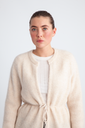 Sia Ras Ls Knit Belt Kofta - Birch Melange