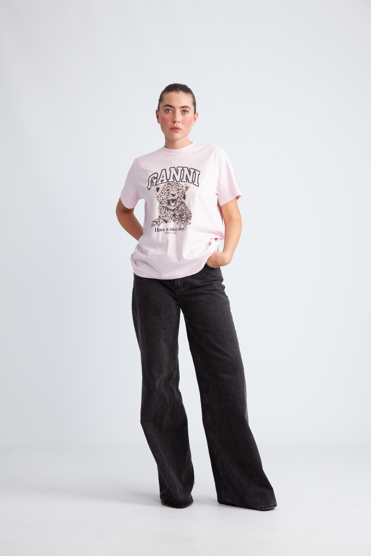 Basic Jersey Leopard Relaxed T-Shirt - Chalk Pink