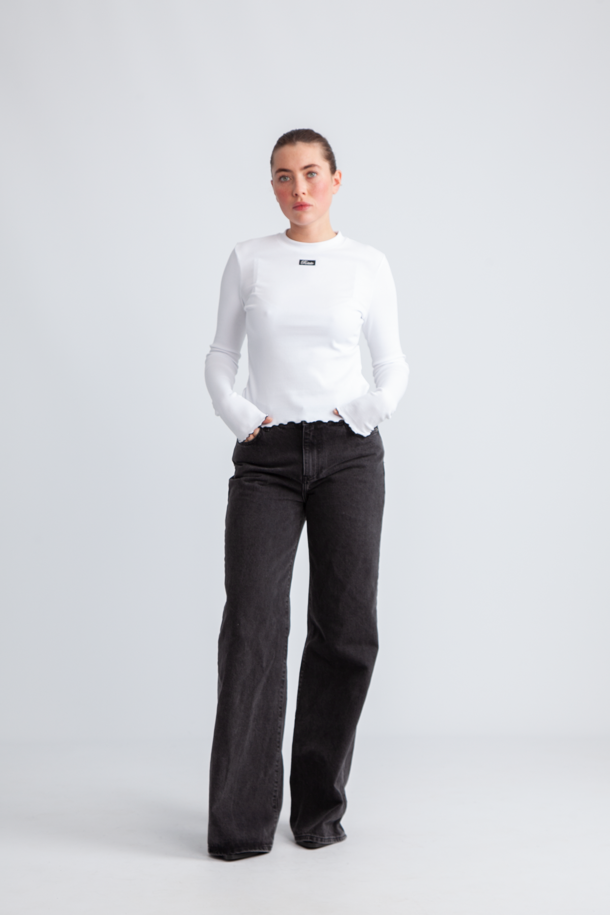 ROTATE Birger Christensen Rib Longsleeve Top - Vit