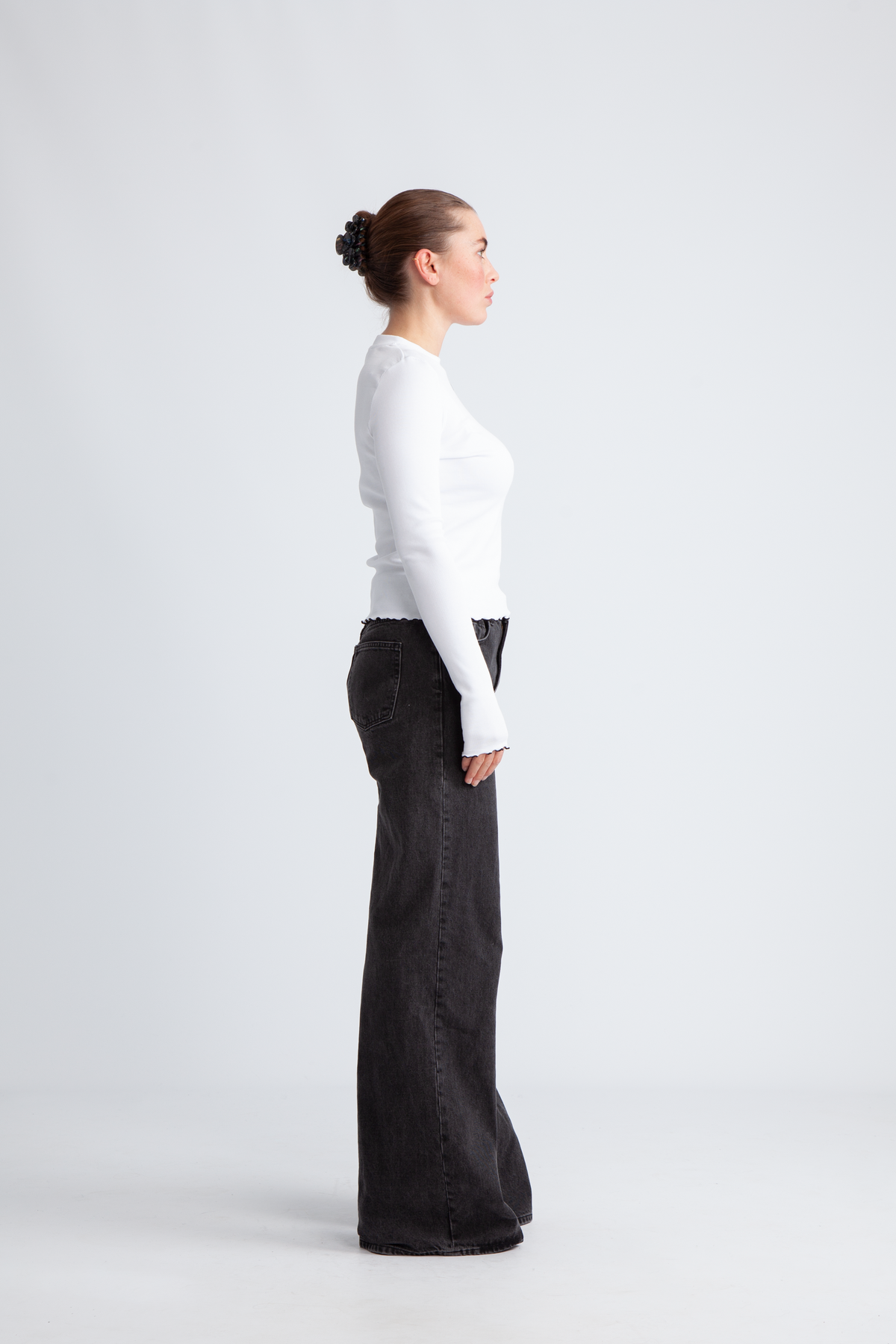ROTATE Birger Christensen Rib Longsleeve Top - Vit