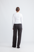 ROTATE Birger Christensen Rib Longsleeve Top - Vit