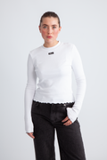 ROTATE Birger Christensen Rib Longsleeve Top - Vit
