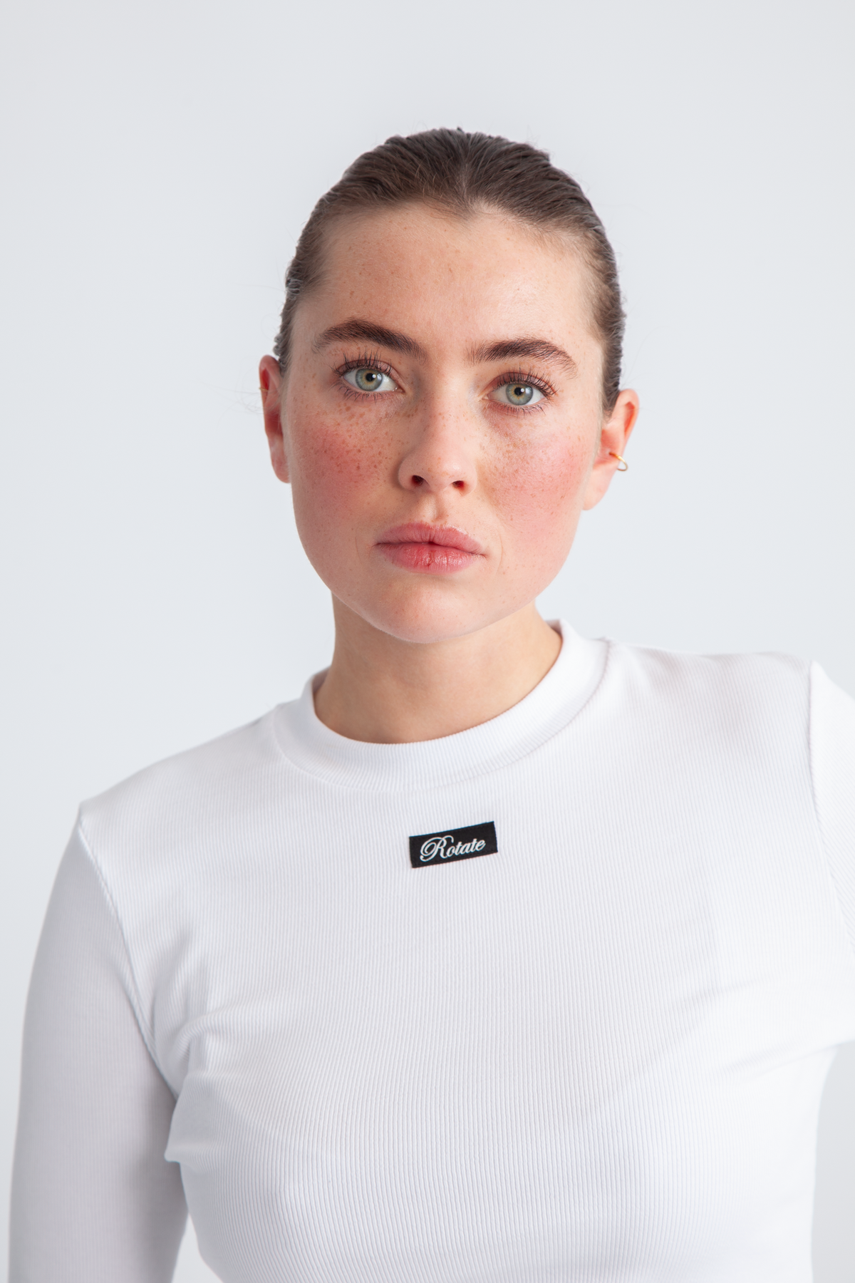 ROTATE Birger Christensen Rib Longsleeve Top - Vit