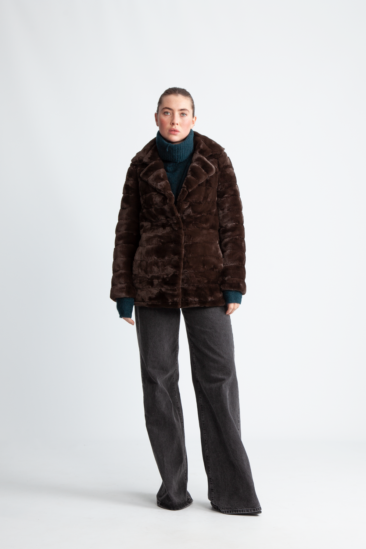 Bailey Faux Fur Coat Short - Mörkbrun