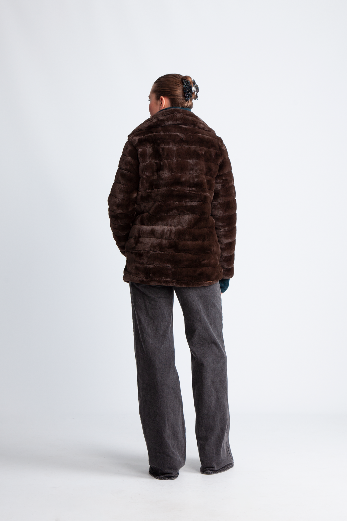 Bailey Faux Fur Coat Short - Mörkbrun