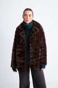 Bailey Faux Fur Coat Short - Mörkbrun